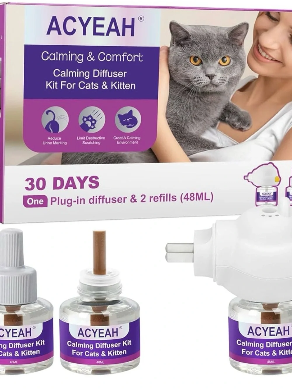 ACYEAH Calming Diffuser Kit for Cats designed to reduce anxiety-related